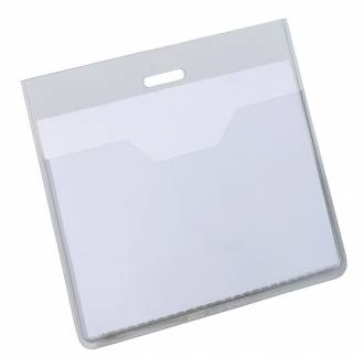 Navneskilt 60x90 mm Navneskilt af robust plast med åben top til kombination med f eks halssnor. Tværformat. 20 stk.