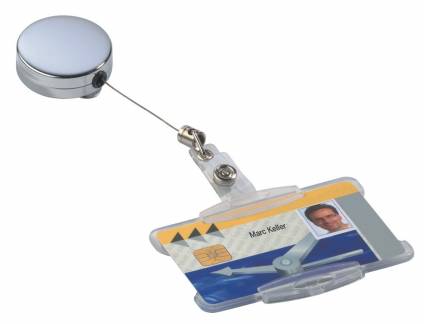 Yoyo-holder chrome Yoyo-holder med plaststrop, velegnet til navneskilte og kortholder med hul.  10 stk.