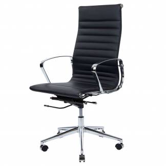Wye kontorstol m/høj ryg, sort læder