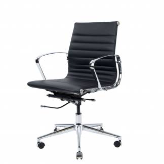 Wye kontorstol m/lav ryg, sort læder