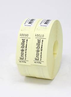 Entrebillet nr.54 - 1000 stk pr. rulle - Gul