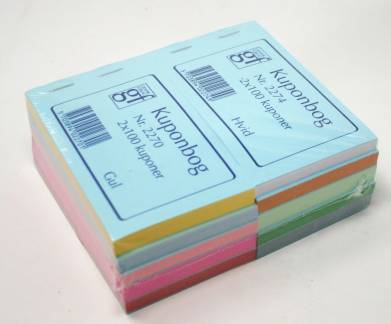 Kuponbog GF2268 -  130 x 70 mm ass. farver