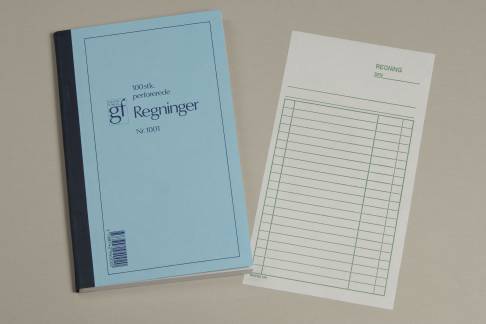 Regningsblok GF1001 -  108 x 197 mm - 100 blade