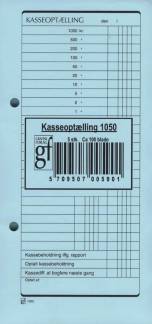Kasseoptællingsblok  - 100 x 210mm 70 g m/2 huller 100 blade - Blå