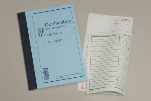 Duplikatbog GF10012 - 108 x 197 mm med fortløbende numre  - 50 blade m/kopi