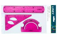 Linex Ruler Set Flex Pink Linex Ruler Set Flex Pink