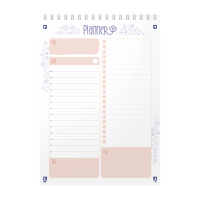 OXFORD planner og notesblok A5, linjeret, 140 sider, dobbeltspiral, kartonomslag, blomstermønster OXFORD planner og notesblok A5, linjeret, 140 sider, dobbeltspiral, kartonomslag, blomstermønster