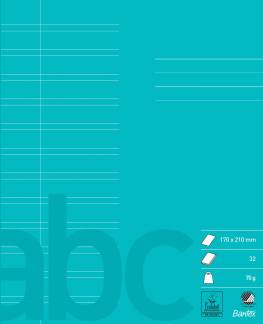 Bantex Skolehæfte 17X21, 12 Linjer, Turkis Bantex Skolehæfte 17X21, 12 Linjer, Turkis