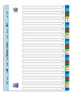 Faneblade numeriske A4 31 faner PP 12/100 assorteret Faneblade numeriske A4 31 faner PP 12/100 assorteret