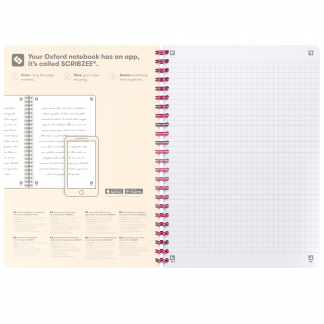 OXFORD Signature A5 Fleksibelt omslag Dobbeltspiral Notesbog 5 mm kvadreret 160 sider Fuchsia SCRIBZ OXFORD Signature A5 Fleksibelt omslag Dobbeltspiral Notesbog 5 mm kvadreret 160 sider Fuchsia SCRIBZEE-kompatibel