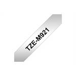  TZ-tape / 9mm / Silver Text / Matt Black Tape