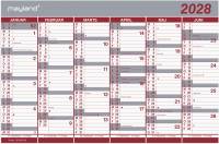 Kontorkalender Dobbelt halv&aring;rskalender 2028