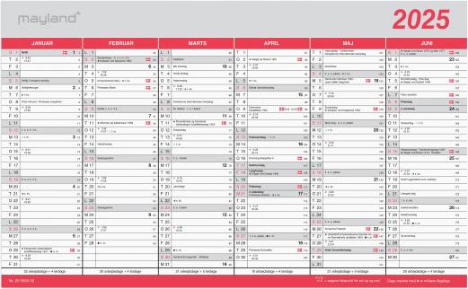 Kontorkalender Stor m/flagdage 2025