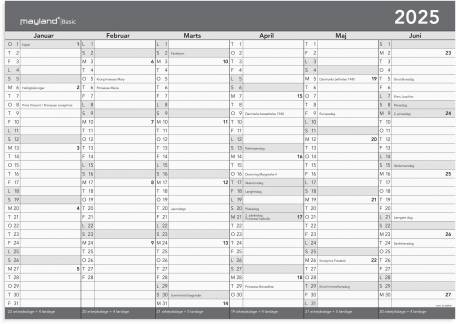 Basic kontorkalender m/whiteboard-funktion A2 2025