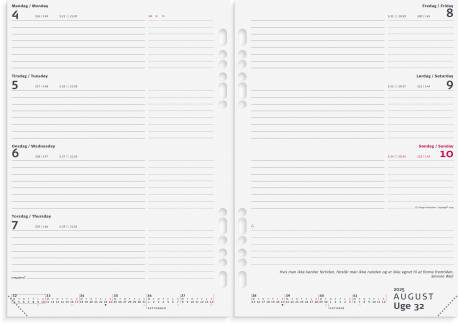 System A5 International ugekalender tværf. REFILL 2025