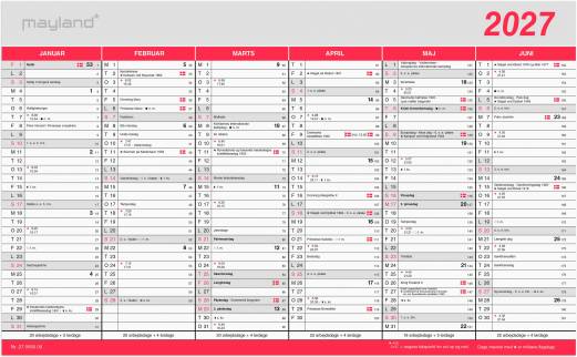 Kontorkalender Stor m/flagdage 2027