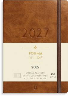 A6 Forma Deluxe ugekalender tv&aelig;rf. brun kunstskind 2027
