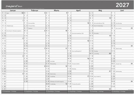 Basic kontorkalender m/whiteboard-funktion A2 2027