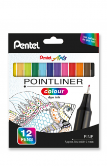 Pentel S40-12 POINTLINER COLOUR Fineliner 0,4mm Ass. sæt
