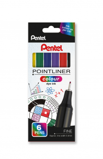 Pentel S40-6 POINTLINER COLOUR Fineliner 0,4mm Ass. sæt