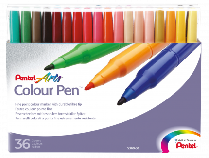 Pentel S360-36* Color Pen Fiberpen 1mm Sæt