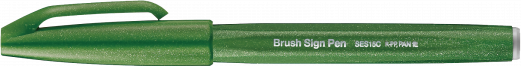 Pentel SES15C-D2 Brush Sign Fiberpen Olivengrøn
