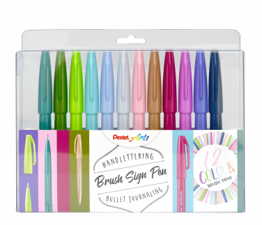 Pentel SES15C-12 Brush Sign Fiberpen Sæt