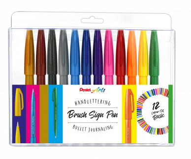 Pentel SES15-12 Brush Sign Fiberpen Sæt