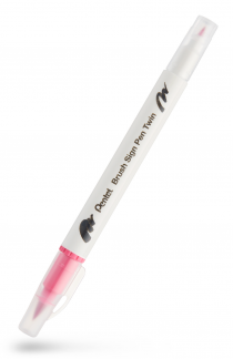Pentel SESW30C-119E TWIN Sign Pen Brush Mørkerød