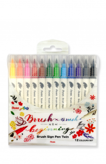 Pentel SESW30C-12 TWIN Sign Pen Brush Sæt