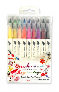 Pentel SESW30C-18 TWIN Sign Pen Brush Sæt
