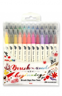Pentel SESW30C-24 TWIN Sign Pen Brush Sæt