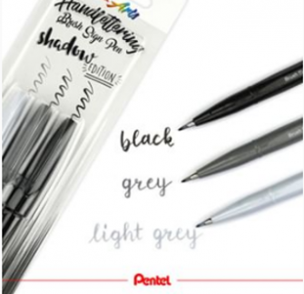 Pentel XSES15/3-ANN2 Brush Sign Pen Blisterkort Sæt