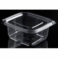 Plastbæger Catersource 375 ml 85x97x53 mm firkantet hængslet låg RPET Klar