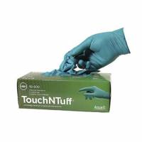 Handske Engangs TouchNTuff Str L (8.5-9) Nitril uden Pudder Grøn mod kemikalier