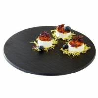 Serveringplade Melamin Ø30x1 cm Skiferlook sort