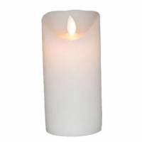 LED bloklys &Oslash;75x150 mm Paraffin med bev&aelig;gelig flamme Hvid