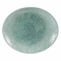 Tallerken Coupe Oval Raku 31.7 cm Porcelæn Jadegrøn