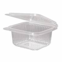 Plastbæger 500 ml 135x125x56 mm Firkantet Hængslet låg Bionedbrydelig PLA Klar