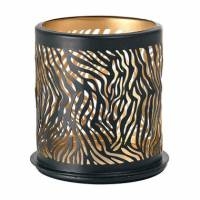 Lysestage Duni 75x75 mm Safari Zebra metal Sort