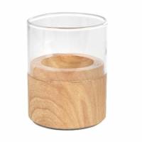 Lysholder Duni glas til LED 61x70 mm model Neat Træ Lys Brun