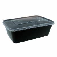 Plastbakke Catersource 750 ml 175x115x55 mm nudelbakke med løst låg PP Sort/Klar