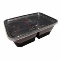 Plastbakke 2-rum 800 ml 175x120x58 mm Sort til Microovn med Låg