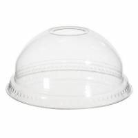 Plastlåg Verive Kuppel Ø95xH41mm Med Hul Til Sugerør RPET Klar