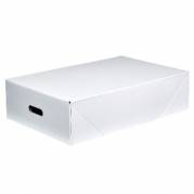 Papkasse 575x375x169 mm med Håndtag Massiv pap Låg Hvid/Brun