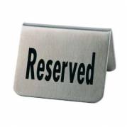 Bordskilt RESERVED Rustfri stål/Sort skrift