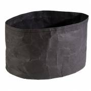 Brødkurv 30x20x18 cm Oval Kraftig foldbar papirspose Læderlook Sort