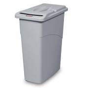 Affaldsbeholder Slim Jim med låg og lås til sortering af fortroligt papir Grå