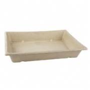 Bakke firkantet 750 ml 220x160x35 mm brun bagasse natur komposterbar