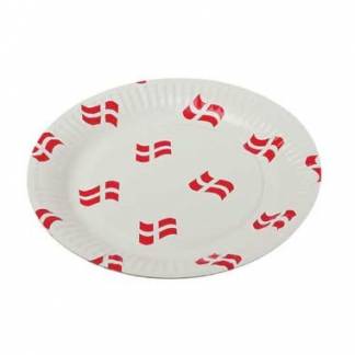 Paptallerken 18 cm WB-belagt med Danske flag